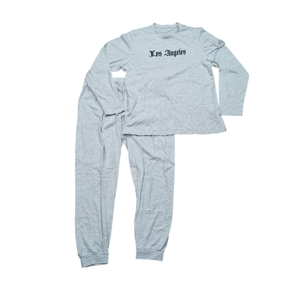 Primark Long Sleeve Pajama Set Gray Los Angeles Womens Large